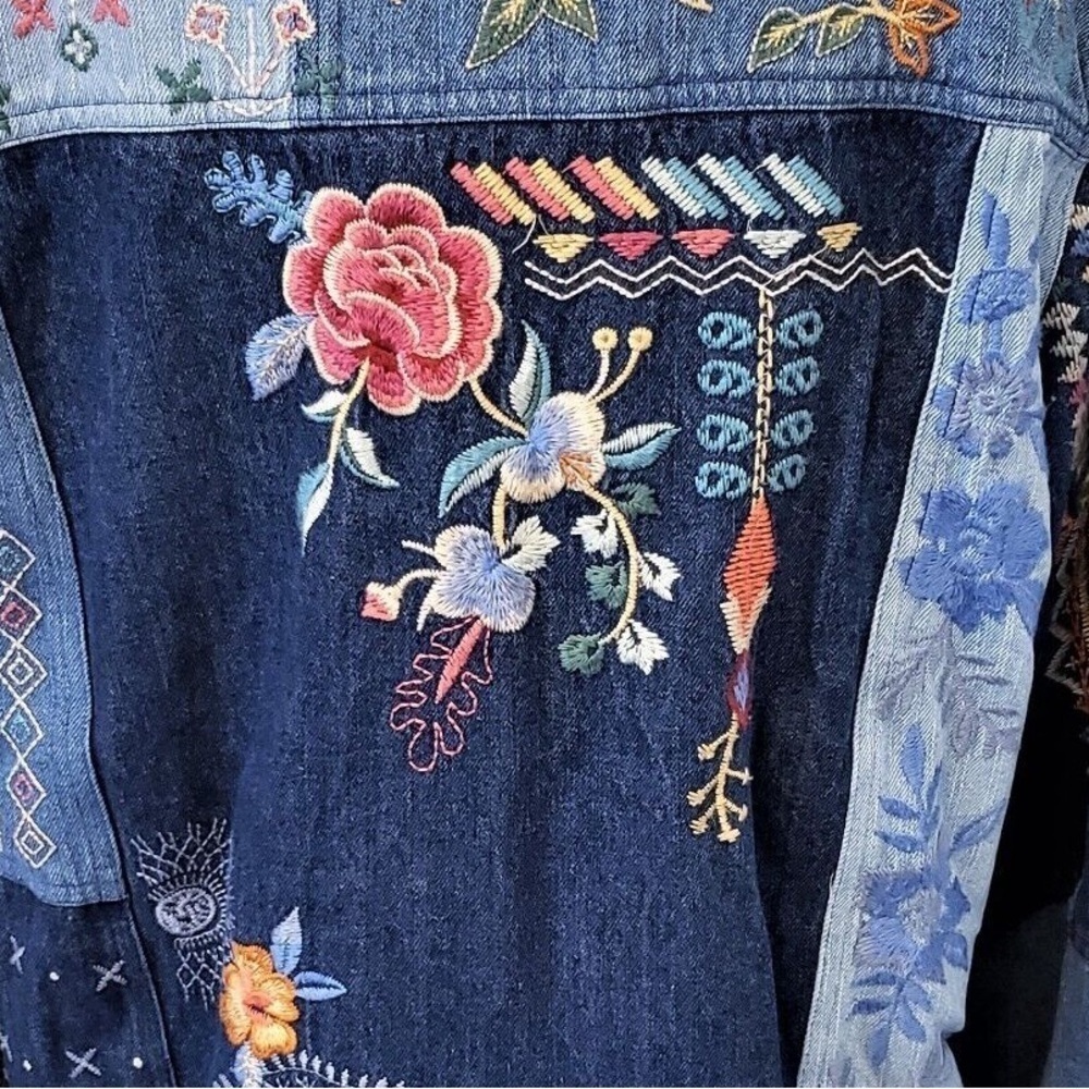 Johnny Was Taryn Embroidered Patchwork Denim Jack… - image 7